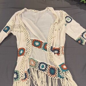 Bohemian Crochet Fringe Sweater